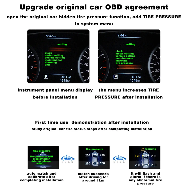 Система контроля давления в шинах OBD TPMS + автоматический замок скорости двери для