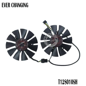 Вентилятор для видеокарты ASUS STRIX GTX1060 1050GTX960GTX950GTX750TiR9 370, 2 шт.лот, T128010SH, 12 В, 0,25 А, 75 мм, 4 контакта