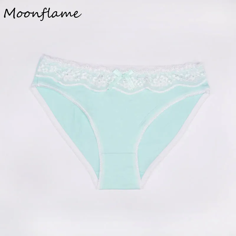 Moonflme, 3 шт./лот, нижнее белье для женщин, хлопковые сексуальные кружевные трусики, 89069