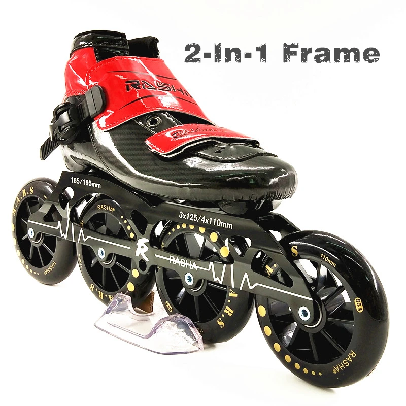 RASHA SKATE 3 or 4 wheels inline speed skating shoes skates black roller racing boot men/women patins | Спорт и развлечения