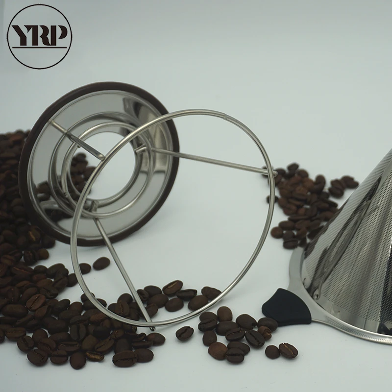 YRP V60 нержавеющая сталь конический кофейный фильтр капельница двухслойный