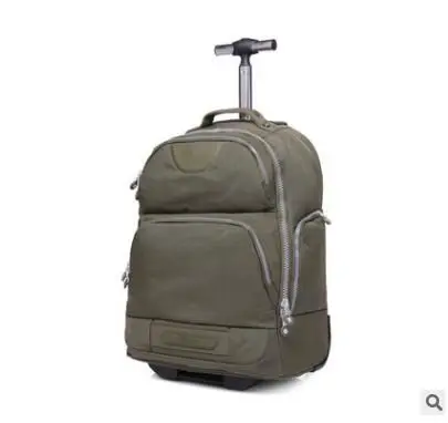 army green Дорожная сумка на колесиках с двойным использованием, сумка для путешествий на колесиках, чемодан для путешествий, нейлоновый дорожный рюкзак на колесиках, сумка для путешествий - Цвет: army green