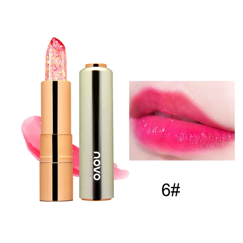Moisturizer Long-lasting Jelly Gold foil Lipstick Makeup Temperature Changed Colorful Lip Blam Pink Pintalabios Transparent - Цвет: 06