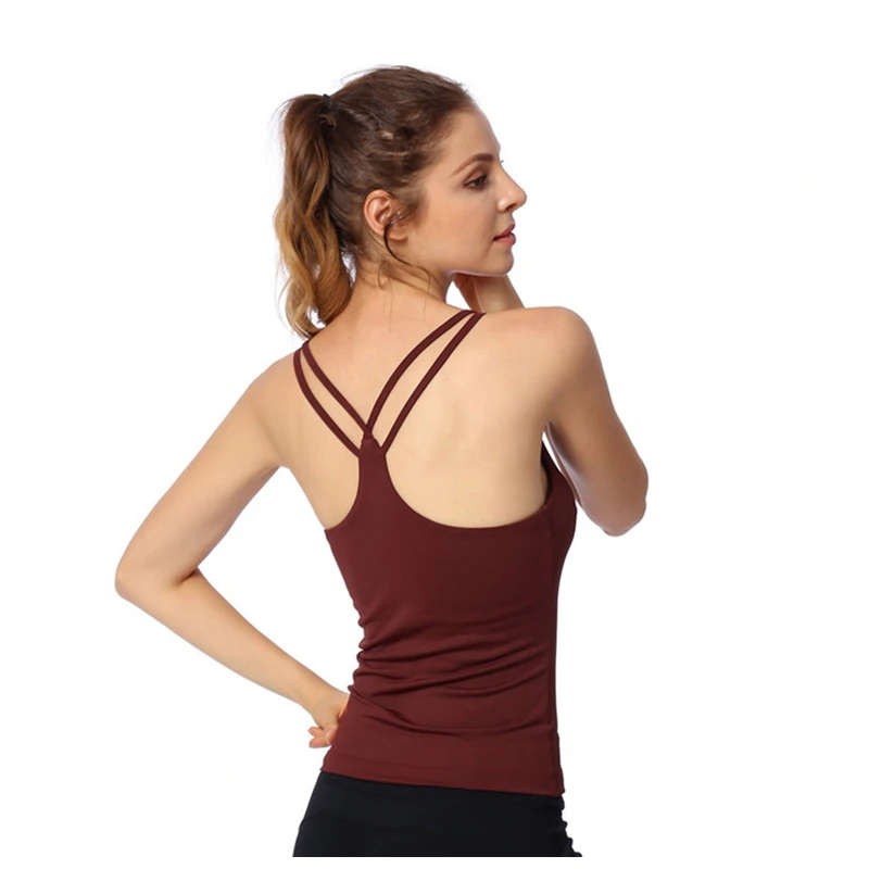 Sports Running Vests Women Yoga Camisole Fitness Dance Shirt Slim Fit Waist Shaper Cross Strap Clothing | Спорт и развлечения