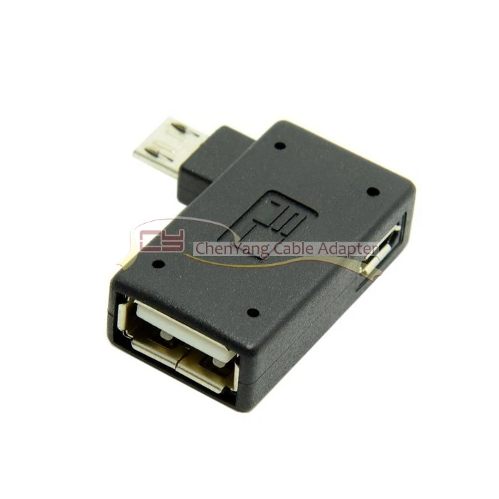 1 шт./лот 90 градусов левый Угловой Micro USB 2 0 хост адаптер OTG с питанием для Galaxy S3 S4 S5