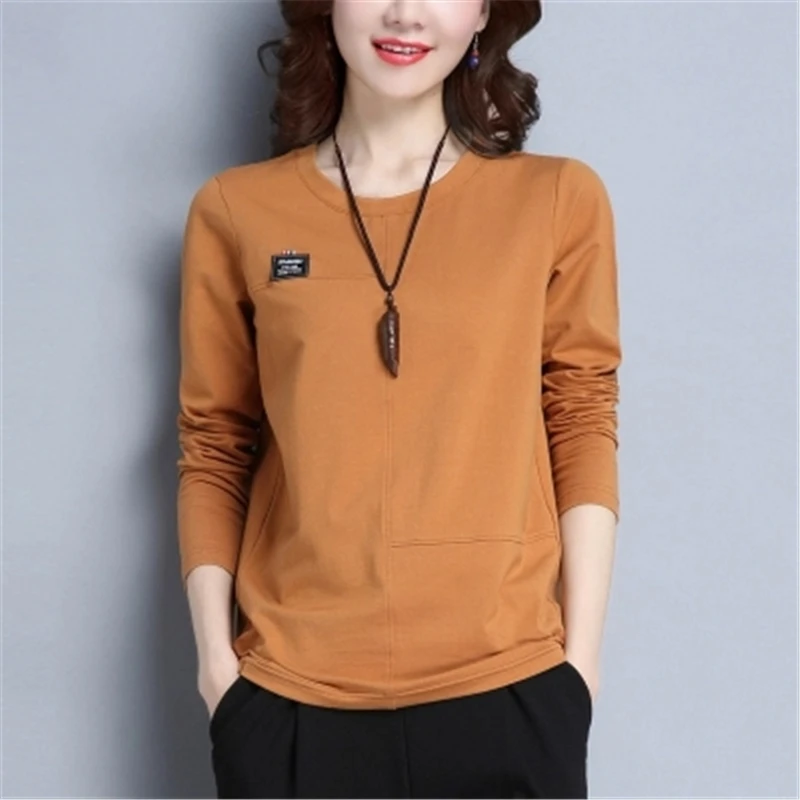 Женская футболка с круглым вырезом Повседневная Свободная хлопковая в Корейском