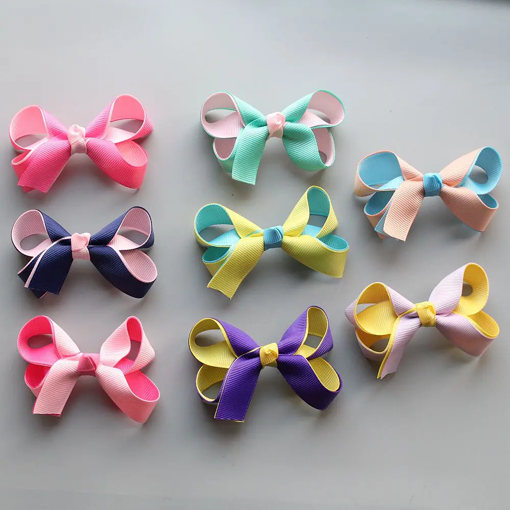

Kids Girls 3.54" Grosgrain Ribbon Boutique Hair Bows Alligator hair Clips barrette 8PCS children hair accessories hairgrip Z19