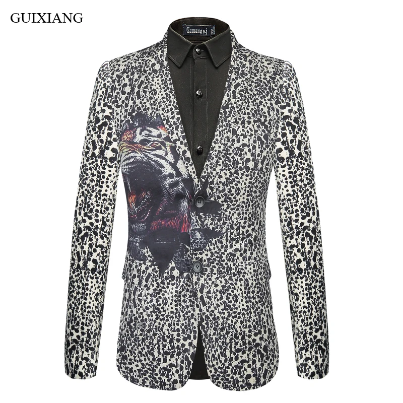 

2019 New Arrival European Style Men Leisure Blazers Fashion Casual Velvet Fabric Leopard Pattern Men's Blazer Suits Size M-4XL