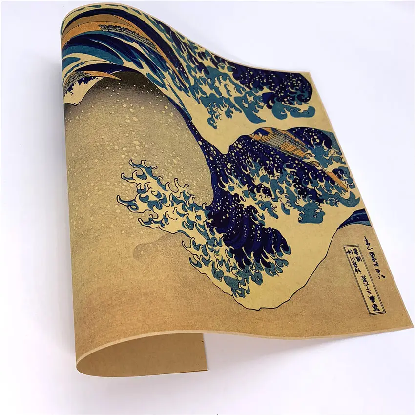 Япония Kanagawa Surf Винтаж крафт бумага плакат Бумага ремесла Ретро Настенные стикеры