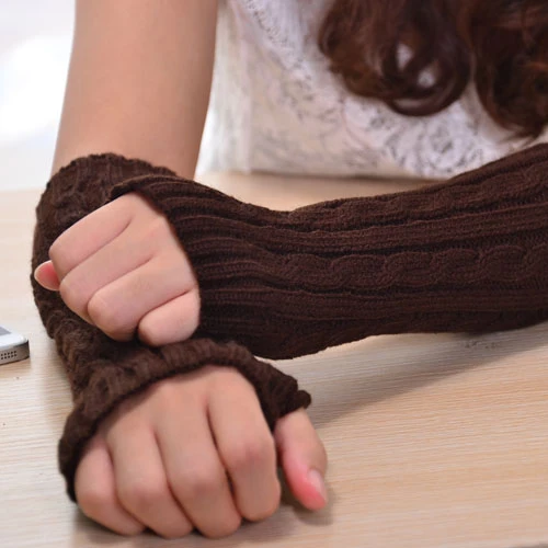 Hot Women's Long Knitted Crochet Fingerless Braided Arm Warmer Gloves Retail/Wholesale 5BRH 7ERS | Аксессуары для одежды