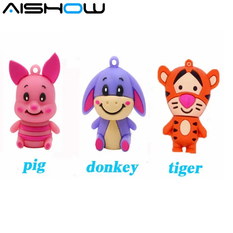 100% реальный объем eeyore Donkey USB флэш накопители силиконовые животные usb 2 0 ГБ 4 8 16