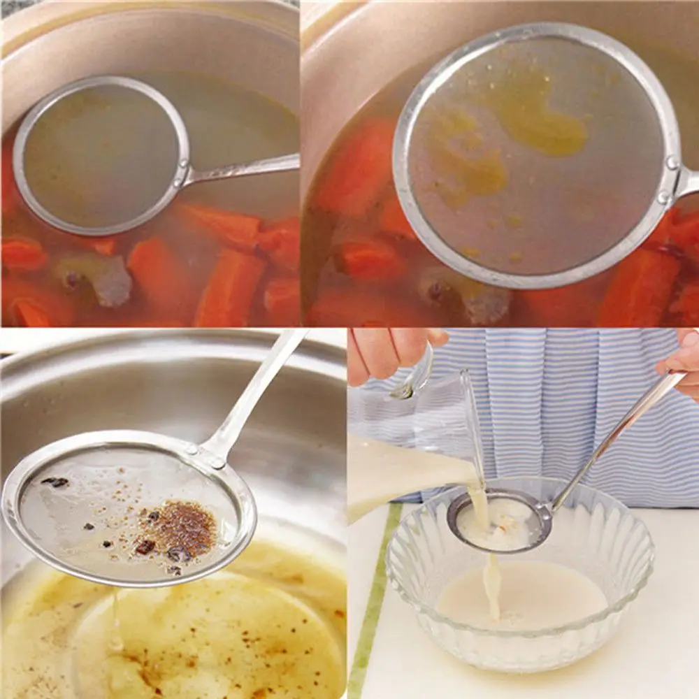 

2019 Hot New Oil Strainer Stainless Steel Fine Mesh Wire Oil Skimmer Strainer Flour Colander Sieve Sifter Kitchen Cooking Tool