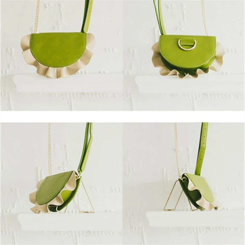 

Half moon handbag ruffles saddle bag lace shoulder bag luxury brand crossbody women messenger bags sac main femme