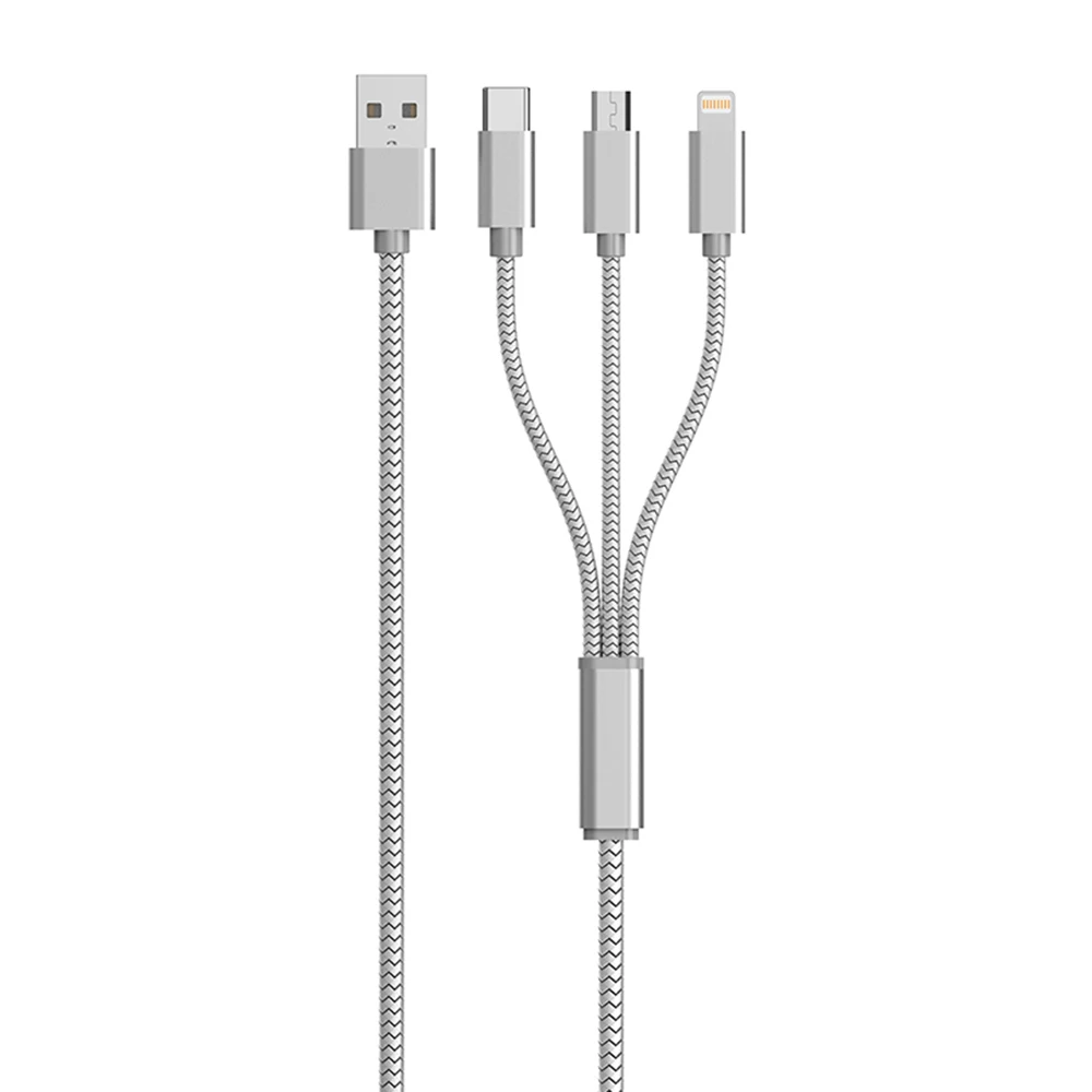 LDNIO 3 в 1 USB кабель для мобильного телефона Micro Lightning type C разъем передачи данных