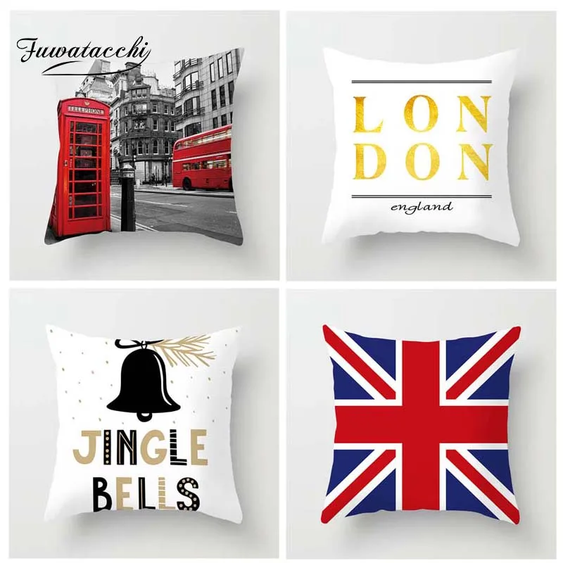 Чехол на подушку в британском стиле Fuwatacchi с золотыми буквами для телефона белые