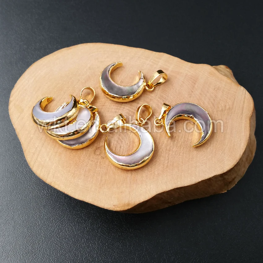 Потрясающие милые маленькие серые подвески в виде полумесяца кулон золотого и