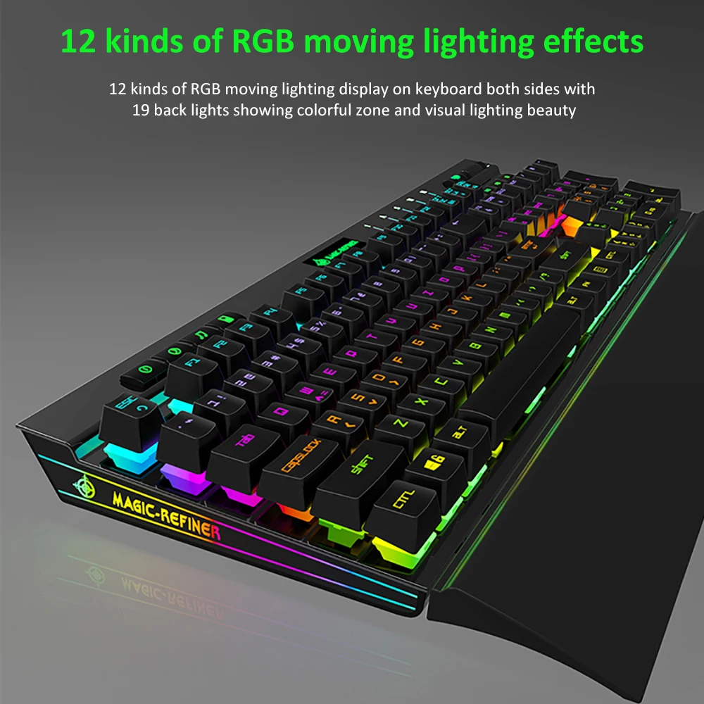Magic-Refiner MK12 механическая клавиатура игровая клавиатура USB Проводная клавиатура 12 RGB 19 подсветка механический оптический переключатель 104 ключ