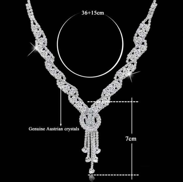 Элегантные женщиы мода свадебные бижутерия набор с горным хрусталями серебро