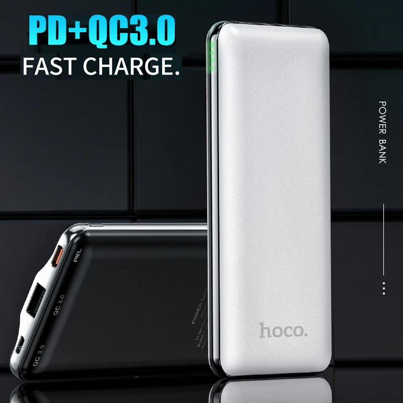 HOCO 10000 мАч Внешний аккумулятор 18 Вт usb type C PD Быстрая зарядка+ быстрая зарядка 3,0 2,0 USB внешний аккумулятор для iPhone samsung