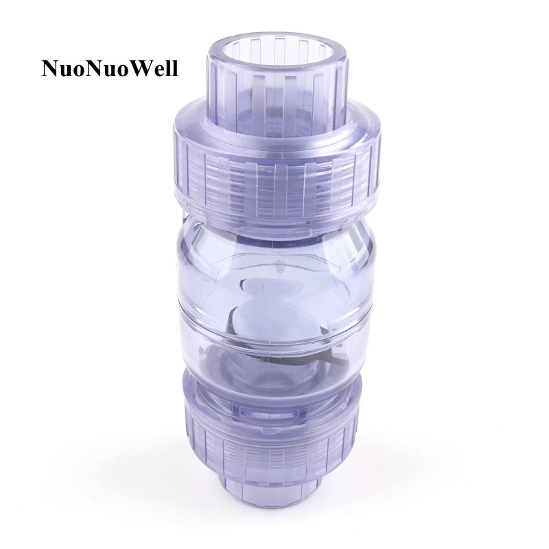 1pc Inner Dia 25mm 32mm Check Valve Transparent UPVC Flip Plate One-way Valve Industrial aquarium irrigation PVC Union Connector