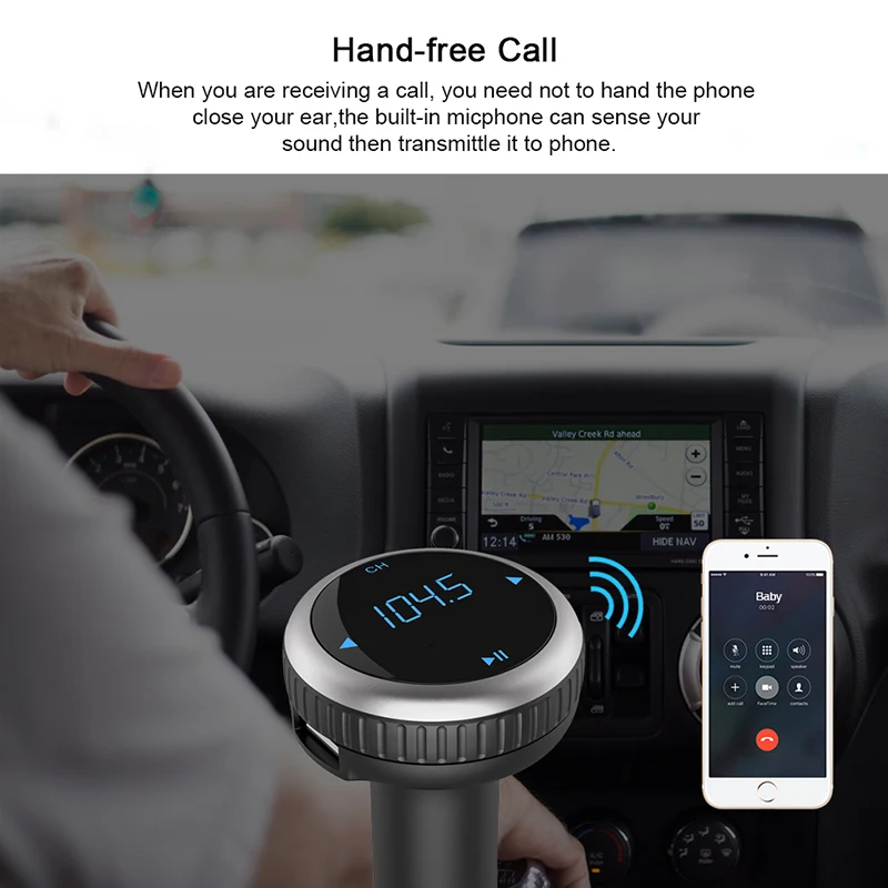 Bluetooth FM transmitter Car Smart Locator Finder AUTO Music Player Handfree 2.1A Dual USB Charger Support TF card|Автомобильный