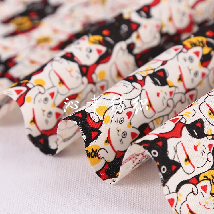 FFLACELL 1 м мультфильм Lucky Cat печати ткани ручной работы DIY лоскутное шитье рот золото