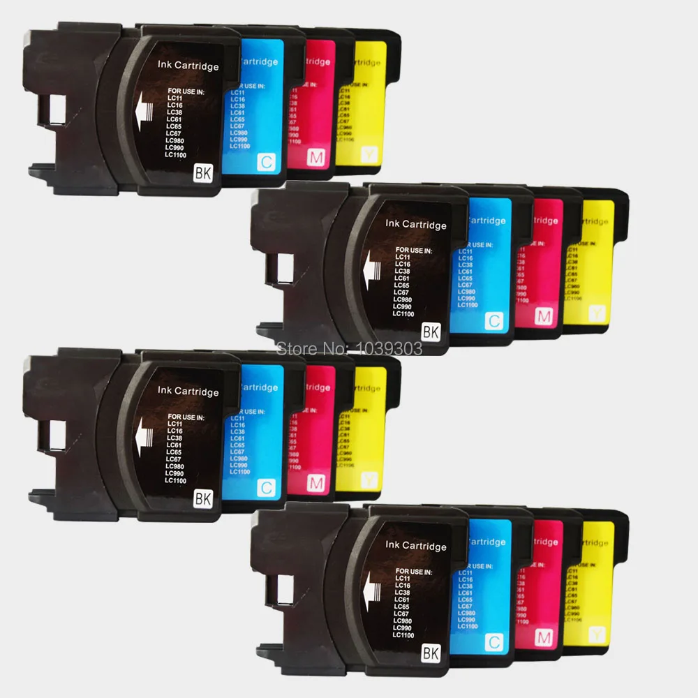 

16pk Ink cartridge LC61 LC65 LC990 LC1100 Compatible Brother MFC-490CN MFC-990CW MFC-990C MFC-5490C MFC-6490CW MFC-6490CN Inks
