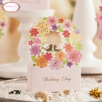 50pcs love birds laser cut printed candy box gilding flower wedding decoration gift box party supplies wedding favors and gifts