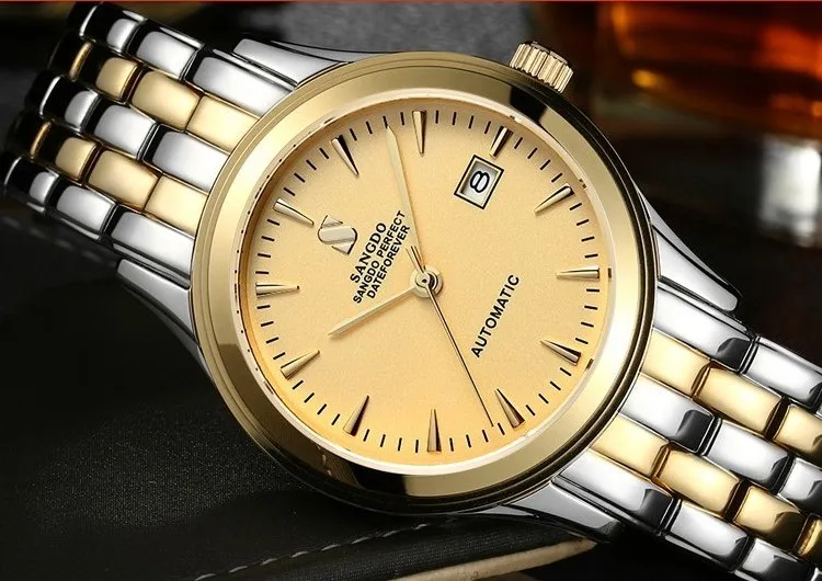 Роскошные мужские часы sangdo с автоподзаводом и сапфировым стеклом 40 мм|watch