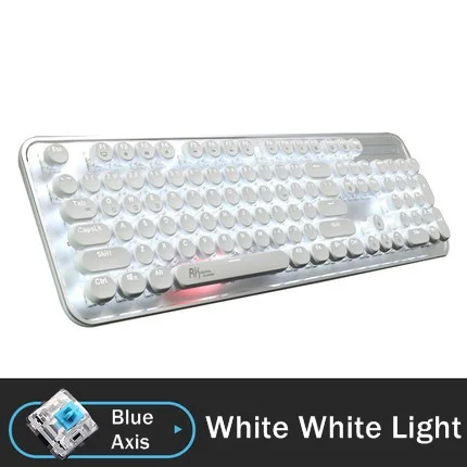 White Blue Axis Royal Kludge RK960 Двухрежимная Проводная/Bluetooth Беспроводная механическая клавиатура Ретро круглая клавиша для настольного компьютера ноутбука планшета мобильного - Цвет: White Blue Axis