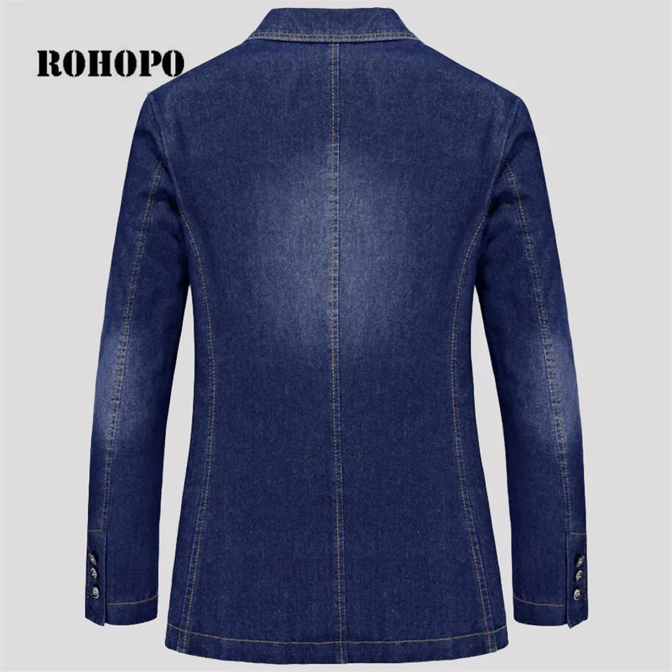 Мужской Джинсовый блейзер ROHOPO черный темно-синий большой размер 3XL/4XL плотный