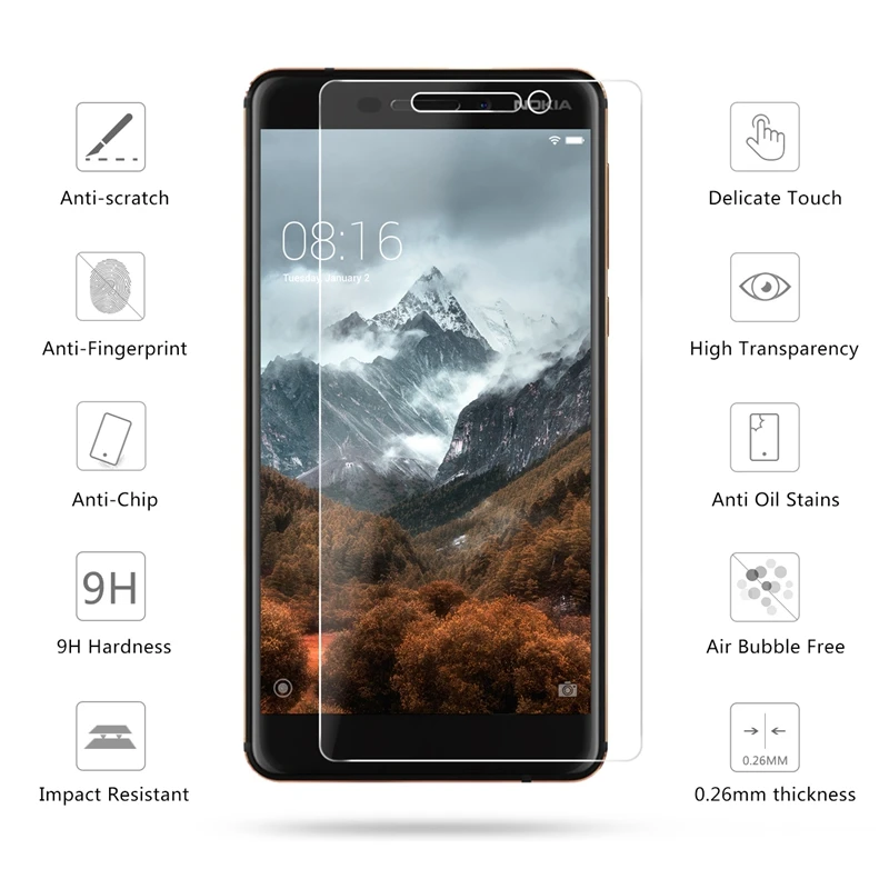 3 шт./лот закаленное Стекло для Nokia 6 2018 Экран протектор Защитная пленка Бесплатная