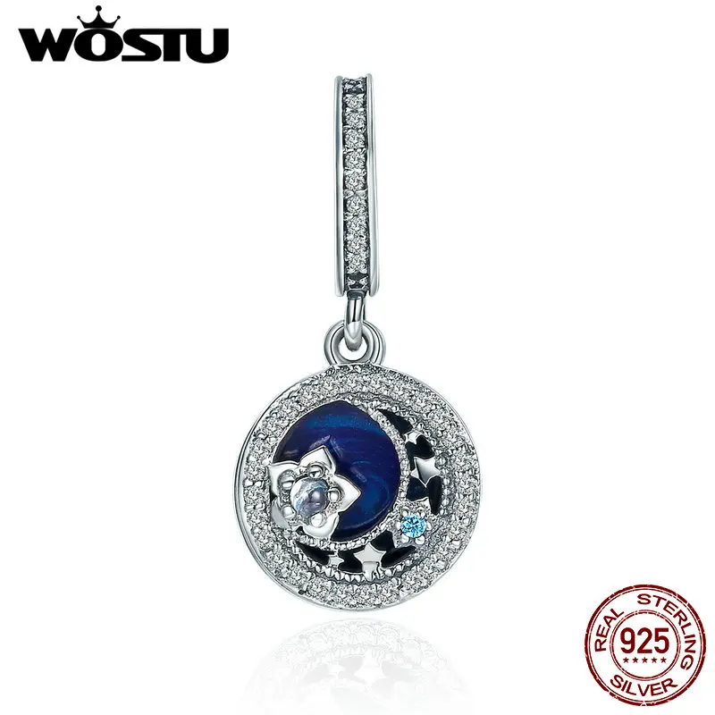 WOSTU Новая коллекция 925 пробы Серебряная Лунная звезда синяя чарующая подвеска