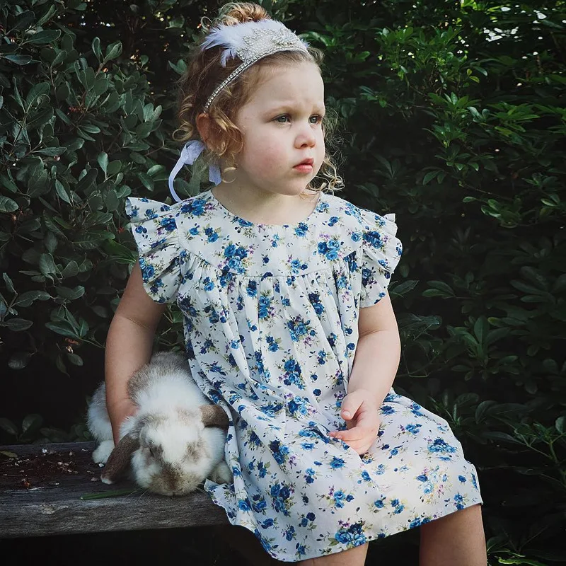 Kids Dresses for Girls Baby Girl Dress Casual Clothes Vestidos Children Tutu Princes Floral Flying Sleeve | Детская одежда и обувь