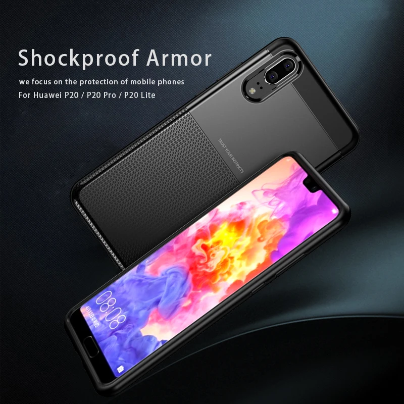 LUPHIE Shockproof Case For Huawei P20 Pro Lite Armor Cases Soft TPU Cover Business Silicone |