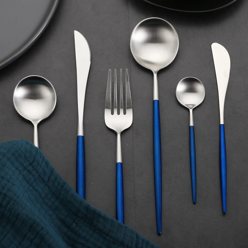 Набор голубых столовых приборов из нержавеющей стали 304 4 шт.|blue cutlery set|dinnerware setcutlery