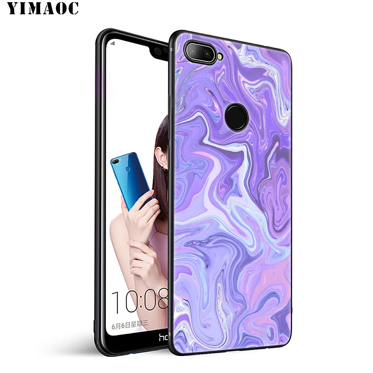 Мягкий силиконовый чехол YIMAOC с цветной мраморной текстурой для телефона Huawei Honor 20