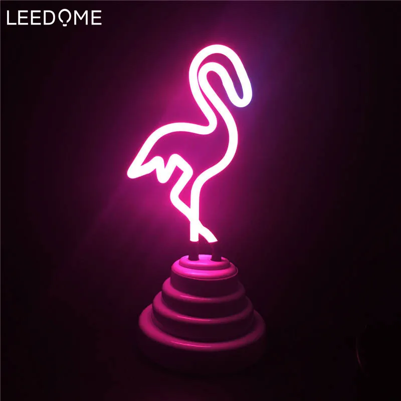 Leedome Горячая ins LED неоновый Фламинго кактус свет трубки ретро стекло ручной работы