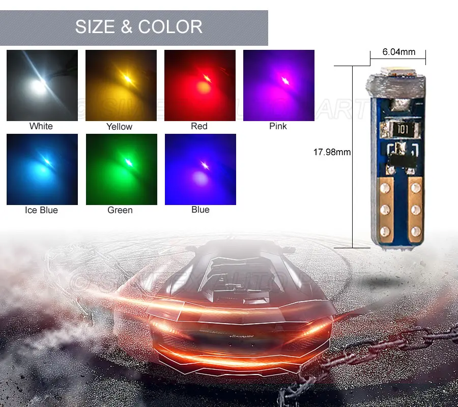 Автомобильные светодиодные лампы W3W T5 4 шт. 1SMD 3030 Canbus без ошибок индикатор