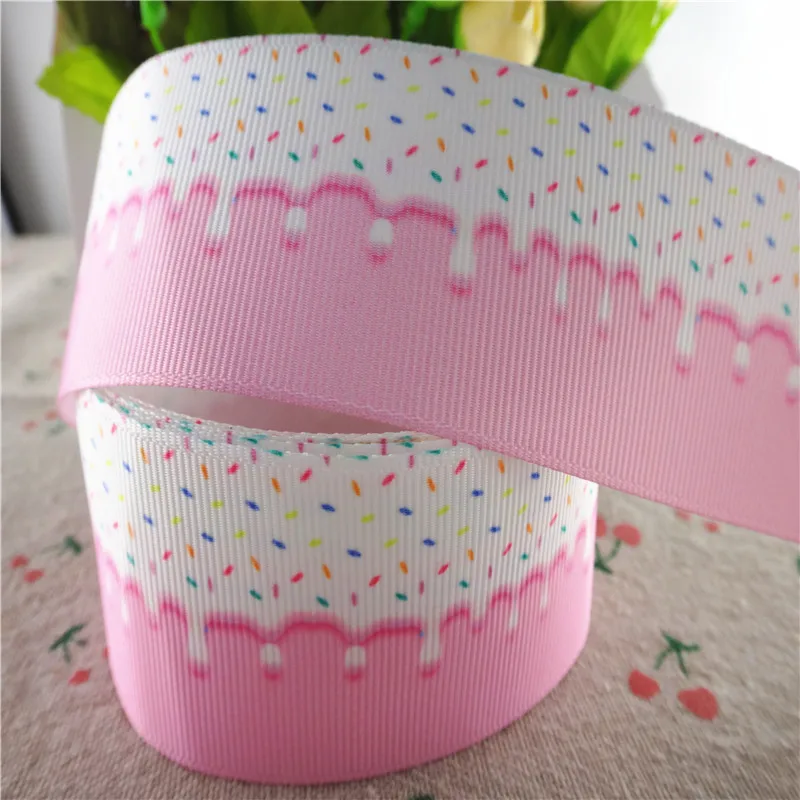 18081808 1-1/2 &quot38 мм 10 ярдов конфеты торт печатных grosgrain ленты DIY волос банты ручной