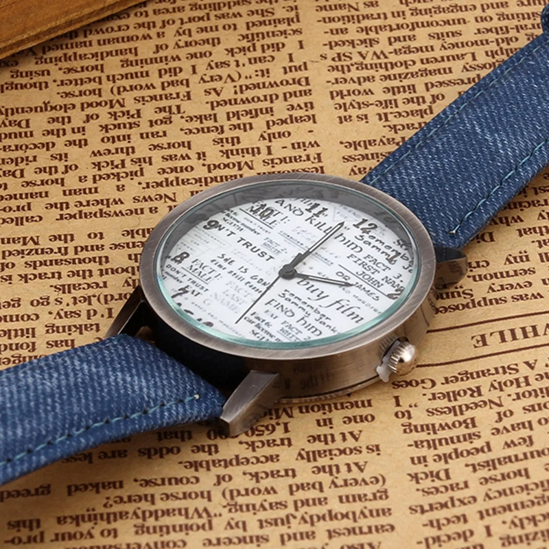 Стильные кварцевые часы унисекс мужские спортивные из джинсовой ткани женские