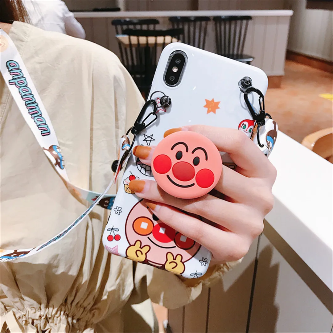 Для iphone 11 Pro Max милый силиконовый кронштейн anpanman веревка Мягкий мобильный телефон чехол для iphone 6 6s 7 plus 8 plus X XR XS максимальный чехол