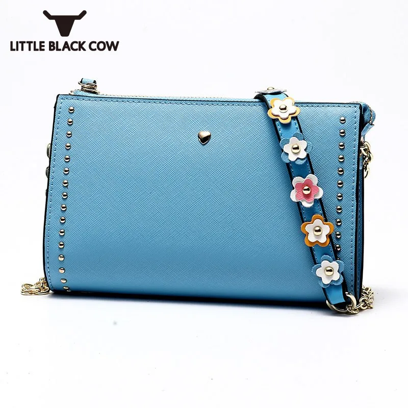 Шикарный Цветочный цепи заклепки женские сумки через плечо Одежда высшего