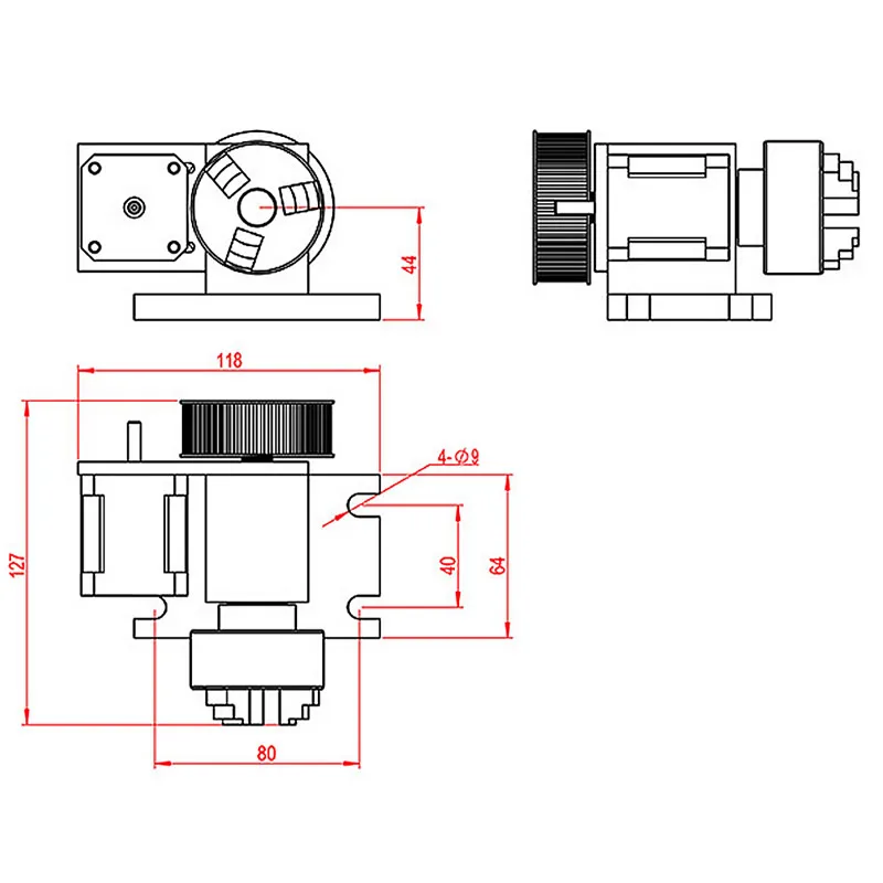 Center Height 44mm Tailstock and Rotary A Axis 4th 50mm 3 Jaw Chuck for CNC Router Engraving Machine | Инструменты