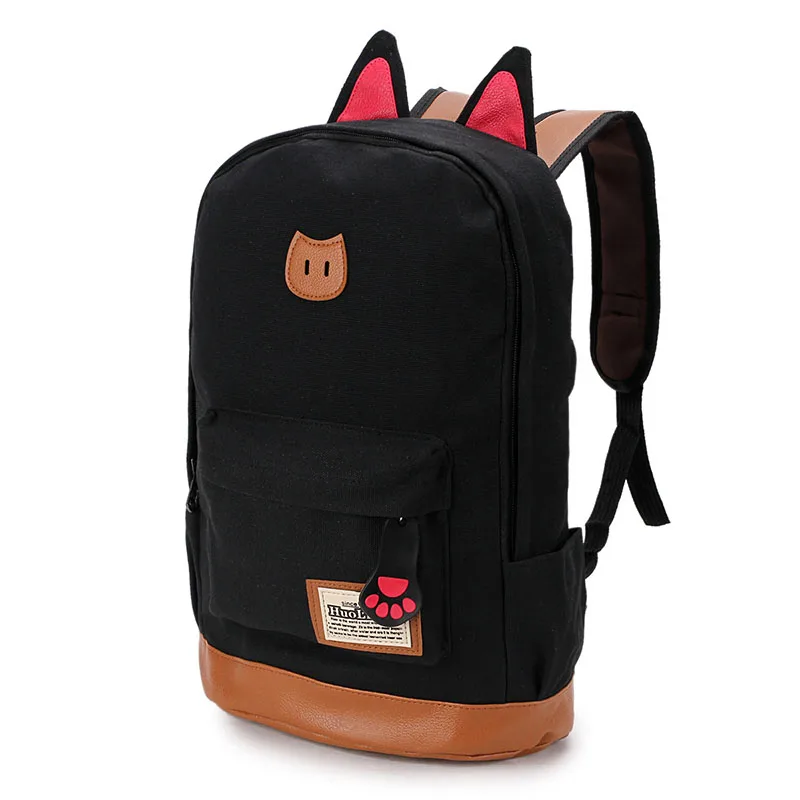 Холщовый рюкзак для женщин с кошачьими ушками женский школьный девочек в стиле