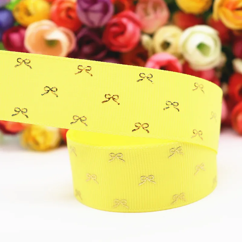 640 50 ярдов Grosgrain лента с золотым бантом печатная лента " 25 мм/1,5" 38 мм пробки для бутылок DIY ремесла аксессуары ручной работы M19060801 - Цвет: 640