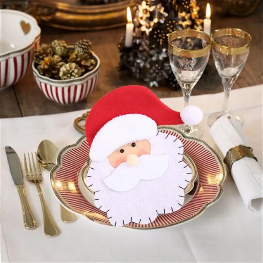 2019 рождественские украшения Санта Клаус мешочки для ножей Рождество обеденный