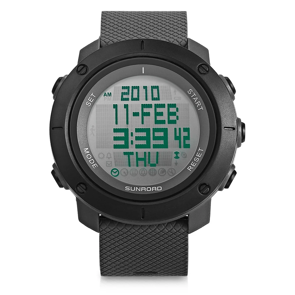 SUNROAD FR1004 Мужские Цифровые спортивные часы World Time хронограф наручные часы|wristwatch