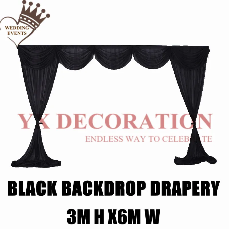 

Black Color Top Swag Drapery For Wedding Backdrop Stage Background Decoration Photo Booth