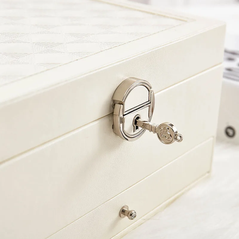 QMJHVX Automatic Leather Jewelry Box Three-layer Storage For Women Earring Ring Cosmetic Organizer Casket Decorations | Дом и сад